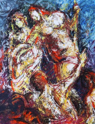 Bronzino’s Limbo by Ron Reekers, mixed-media figurative artwork inspired by Bronzino’s Descent of Christ into Limbo, with intertwined figures emerging through expressive color and texture.